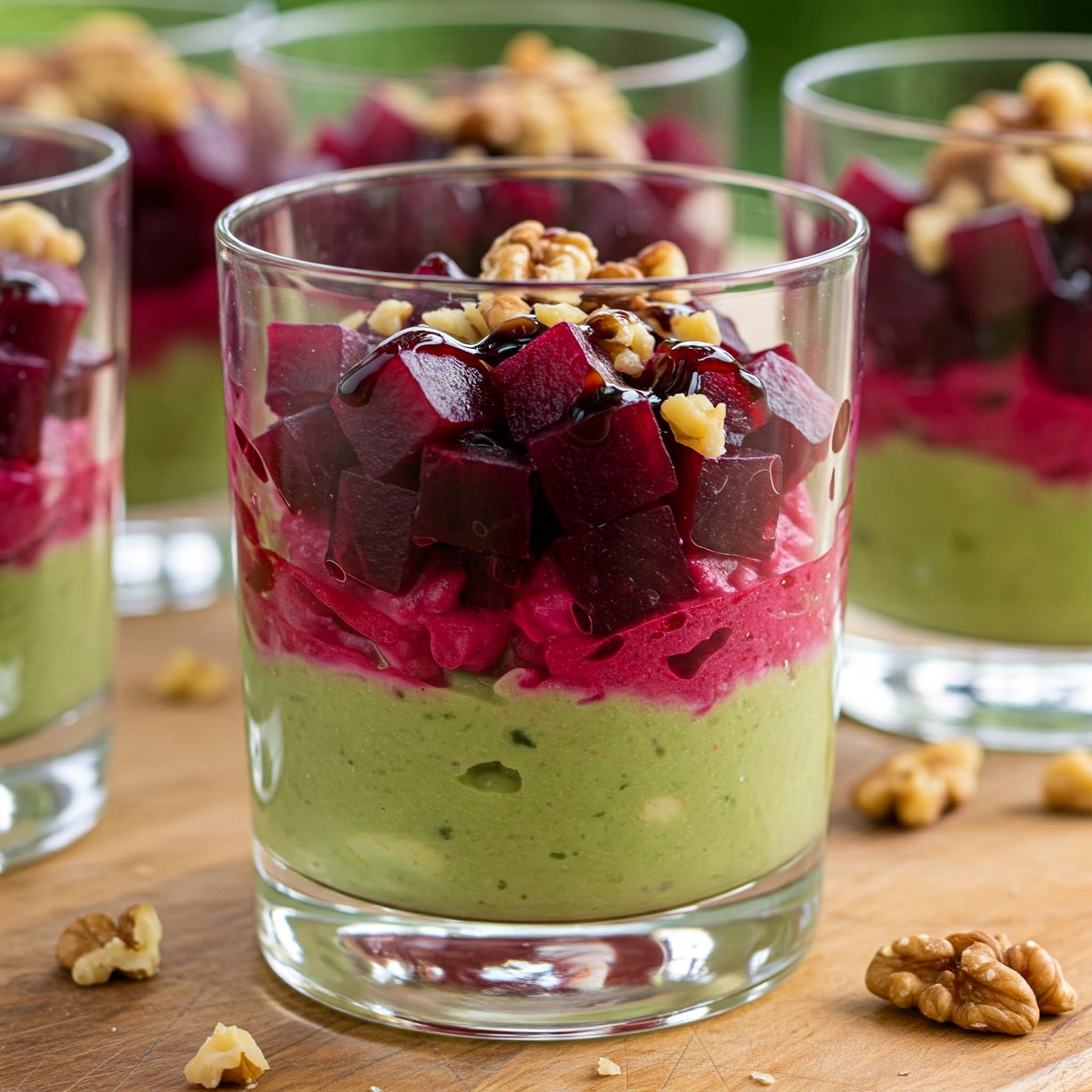 Verrine de betterave rouge et avocat